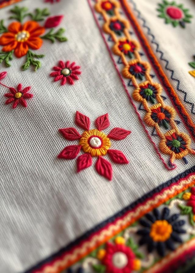 Hand-stitched nakshi kantha embroidery