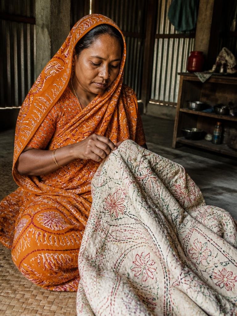 Rohima Begum weaving a Jamdani saree
