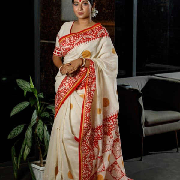 Block Print Pakhi Design Shari